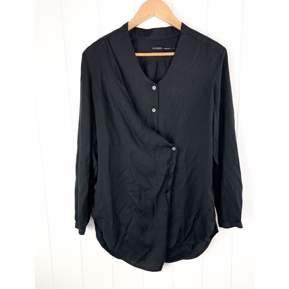 Stella Carakasi Black Button Down‎ Extended Tab Shirt Size S